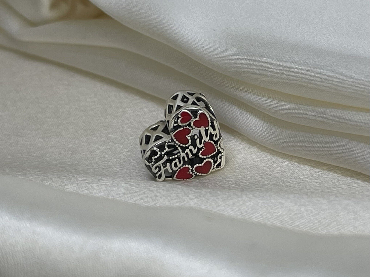 Sterling Silver 925 Love Red & Pink Color Changing Enamel Hearts Family Charm