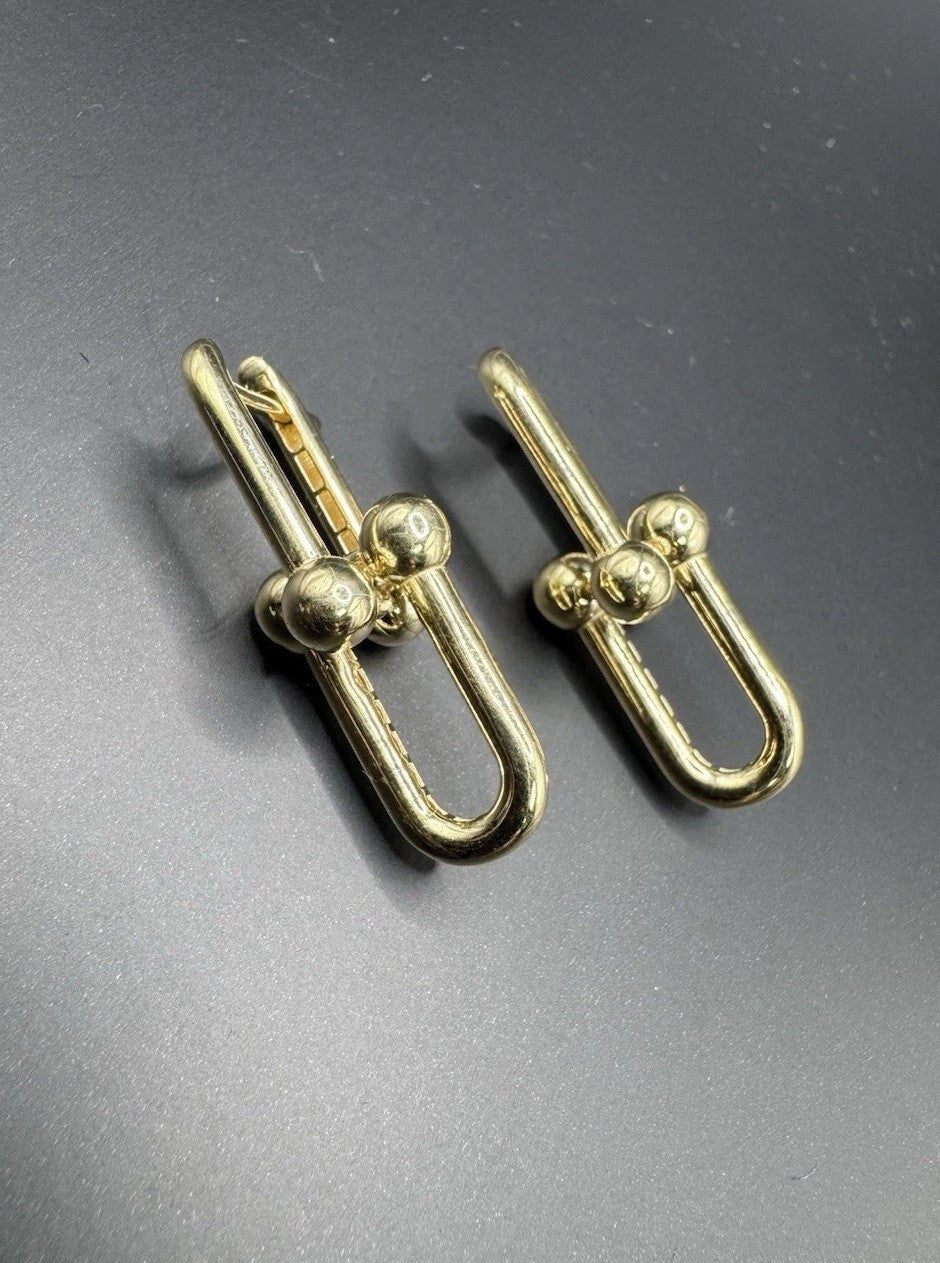 14K Gold U-Link Hardwear Large Earrings 13.27x32.51mm 6.8 Grams Semi-Solid Bold