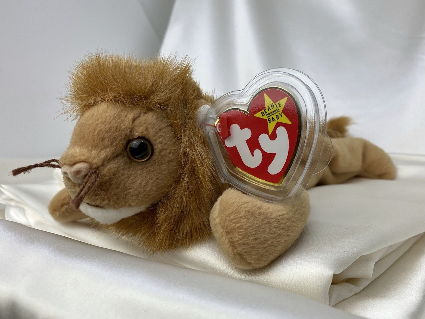 Rare Retired Ty Beanie Baby Roary The Lion 1996 P.V.C. Pellets W Numerous Errors