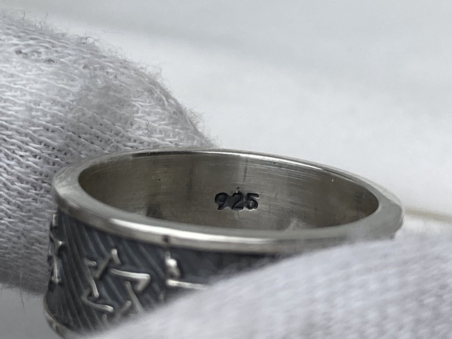 Sterling Silver 925 Star Of David Unisex Black Outer 8mm Band Ring Size 6.75