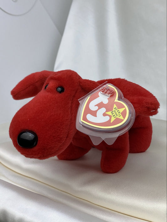 Rare Retired Ty Beanie Baby Rover The Dog 1996 P.V.C. 2 Tags W Numerous Errors