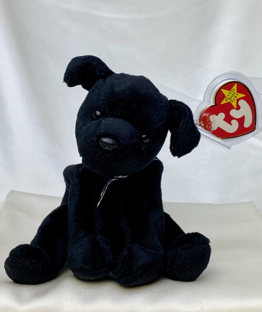 Rare Retired Ty Beanie Baby Luke The Dog 1998 Mint P.E. Pellets With Errors
