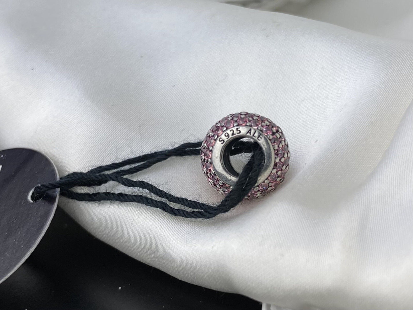 Pandora ALE Sterling Silver 925 Pink Cubic Zirconia Pave Lights Charm Ball Charm
