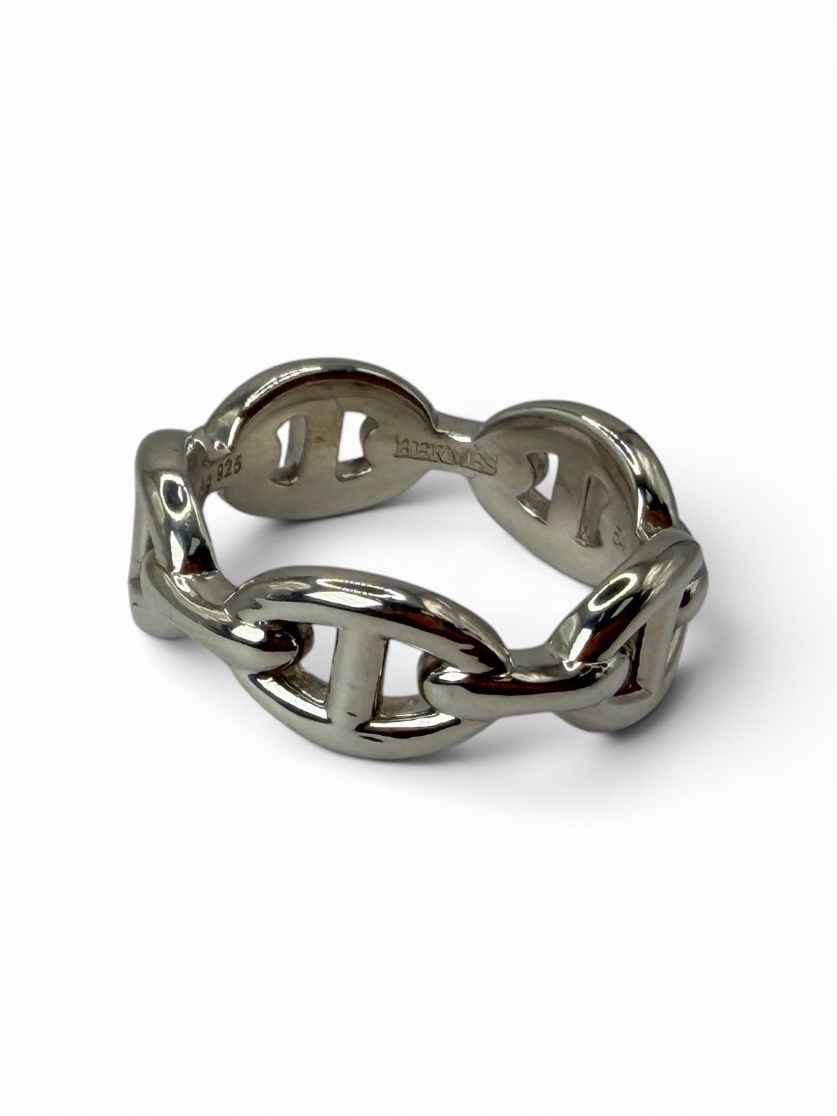 Hermès Chaîne d’Ancre Enchaînée Ring PM Sterling Silver 925 Size 54 5.8 Grams