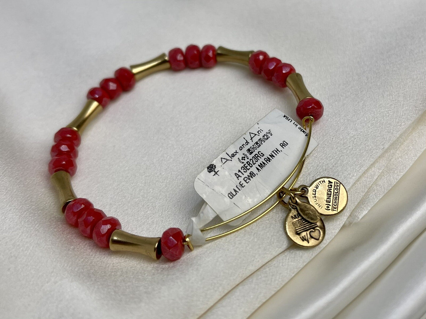 Alex and Ani Red Glade Amaranth Rafaelian Gold Wrap Bangle