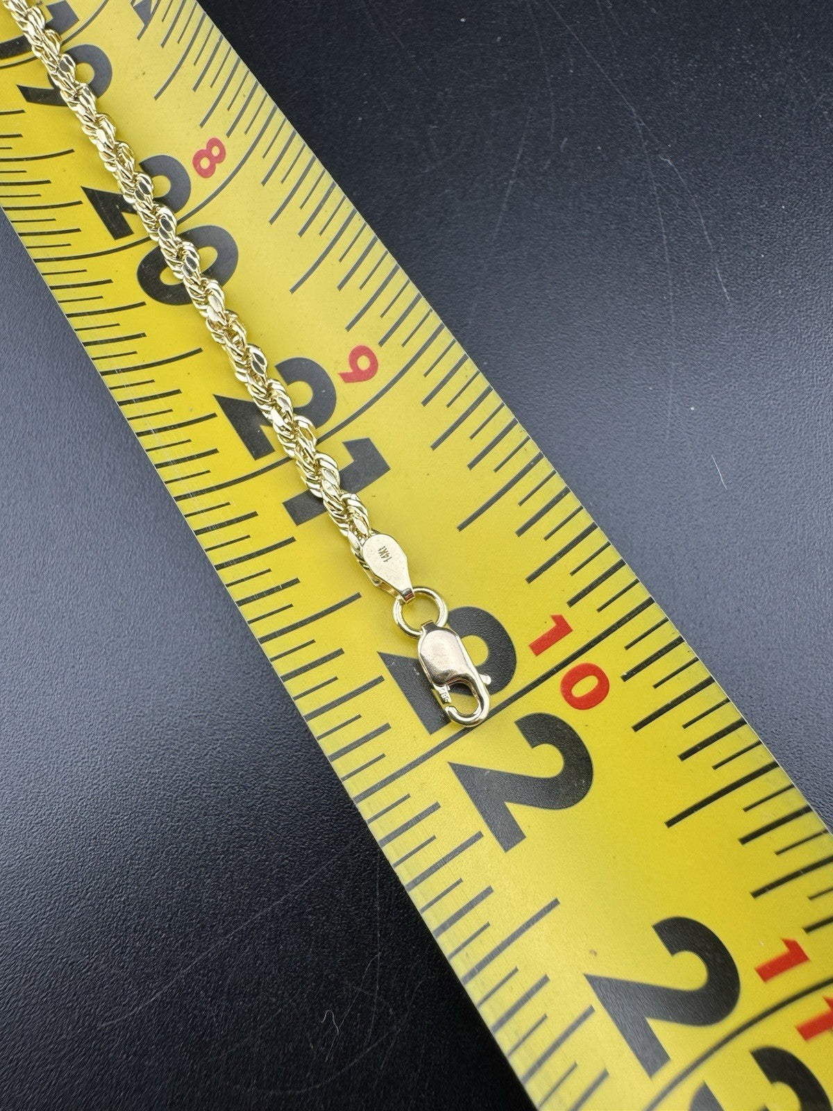 14K Yellow Gold Rope Chain Necklace 22in 2.57mm 5.3 Gram Classic Elegant Style *