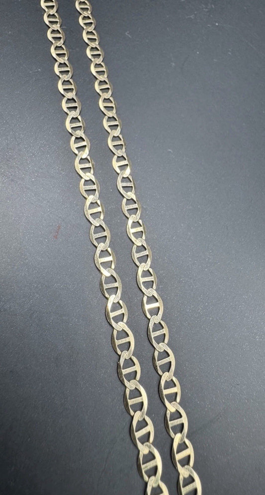 Cadena de Eslabones Planos Ancla Marinera de Oro Amarillo de 14K 20.25 pulgadas 3.35mm 4.9 Gramos
