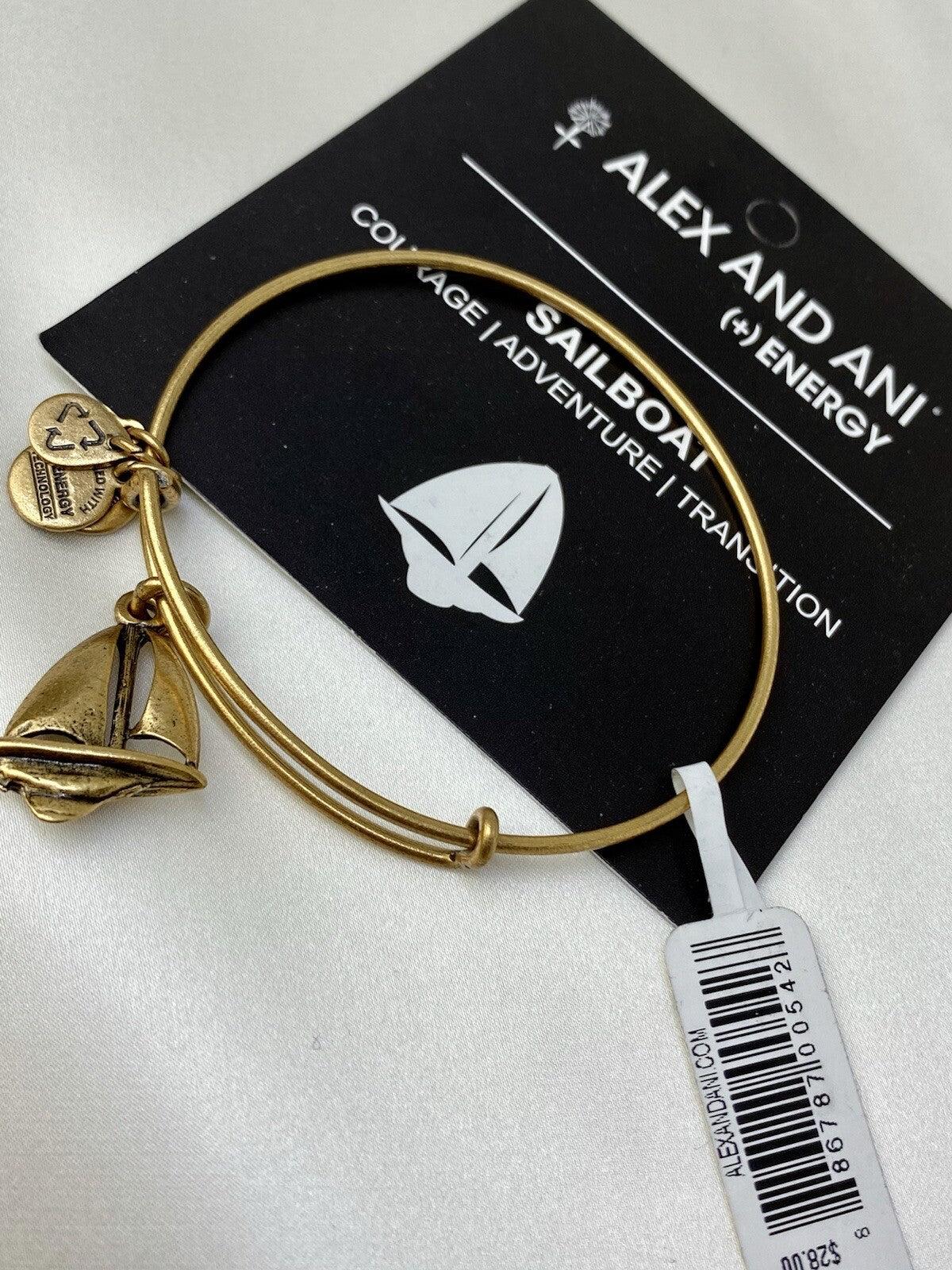 Alex And Ani Sailboat Adventure Transition Rafaelian Gold Bangle Charm Bracelet