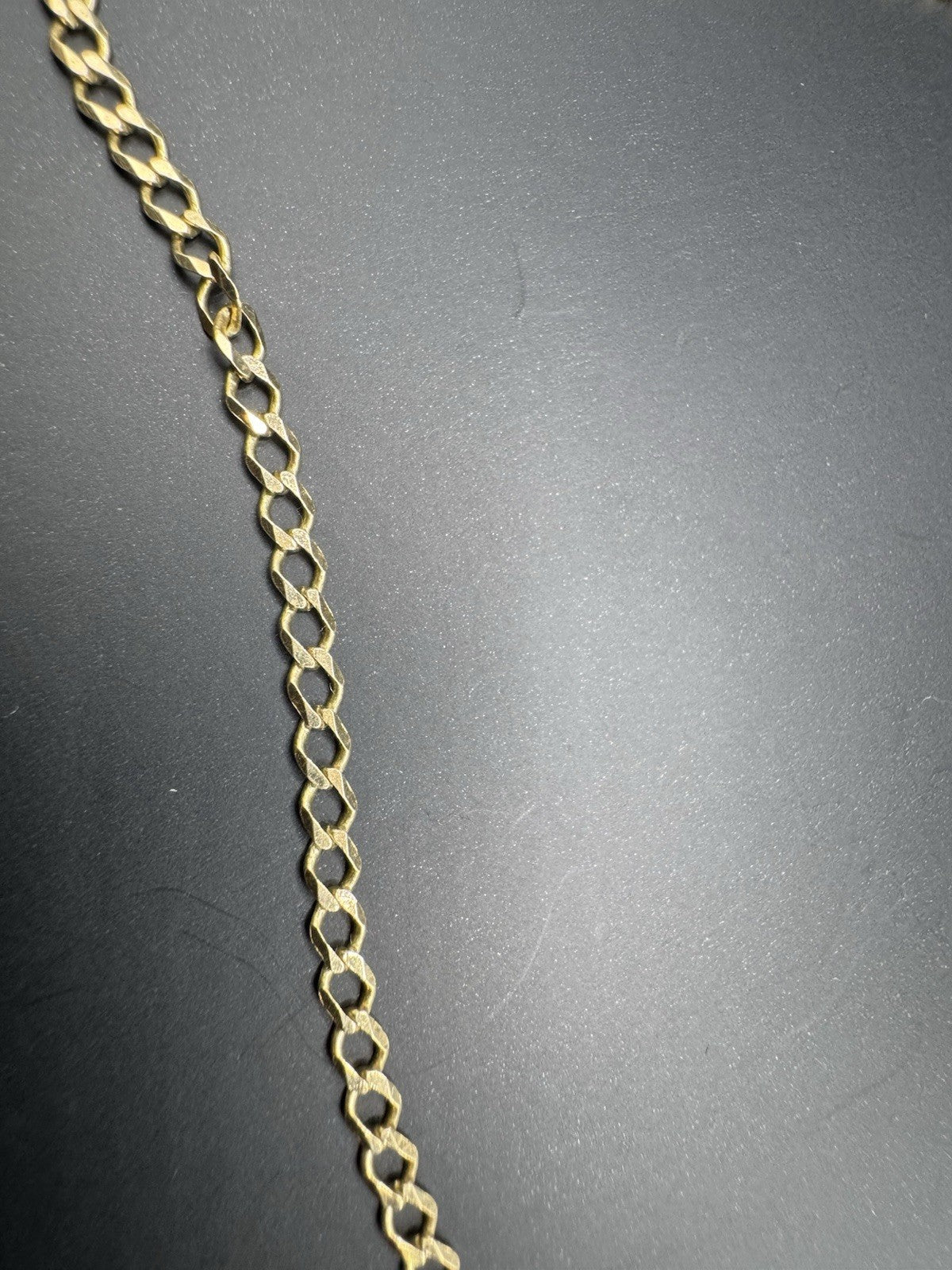 Cadena de eslabones cubanos abierta de oro amarillo de 14K 2.54mm 16.5in 4 gramos hecha en Italia