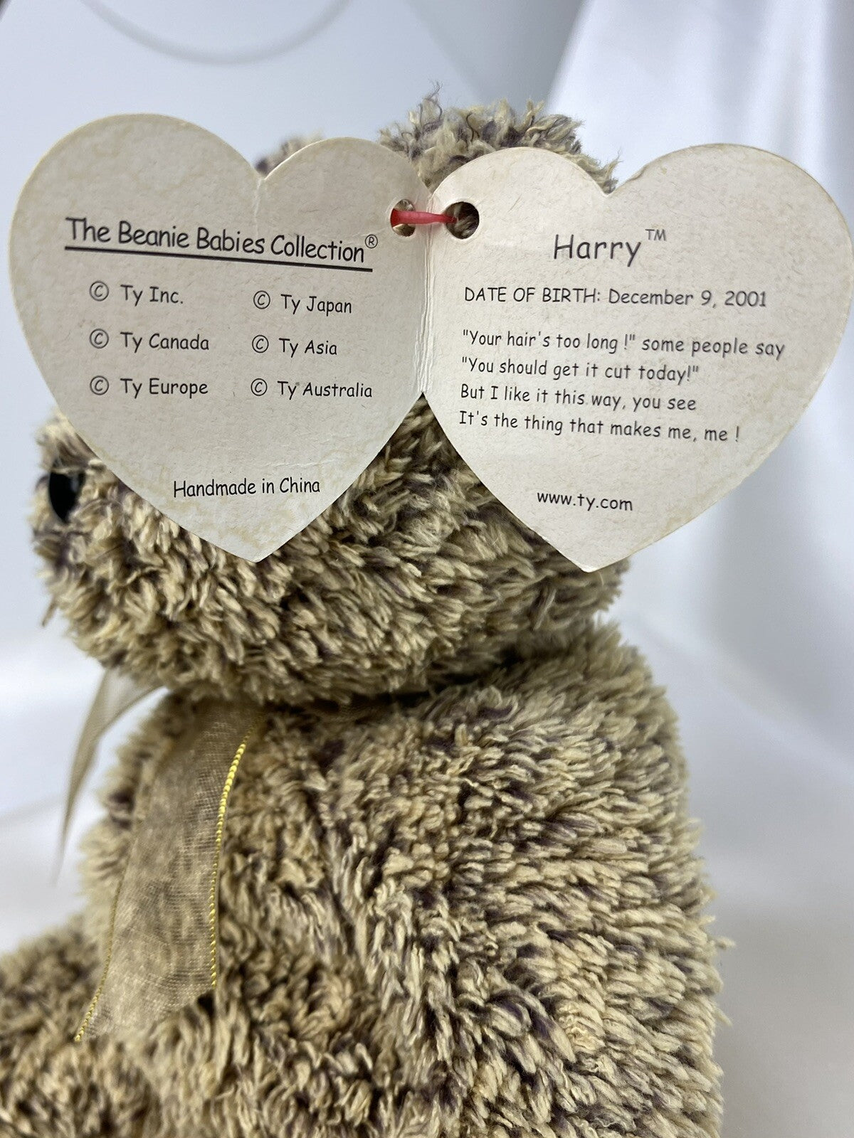 Ty Beanie Baby Harry The Bear Plush 2001 Retired with Errors