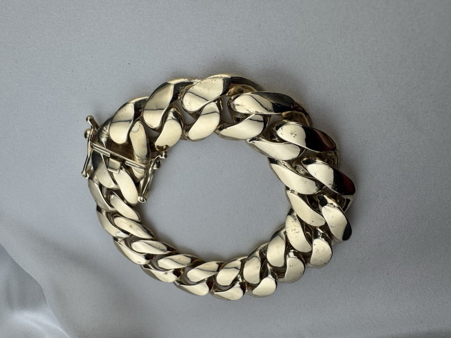 14K Yellow Gold Miami Cuban Link Bracelet 17.6mm 8.2” 45.8G Semi-Solid Box Lock