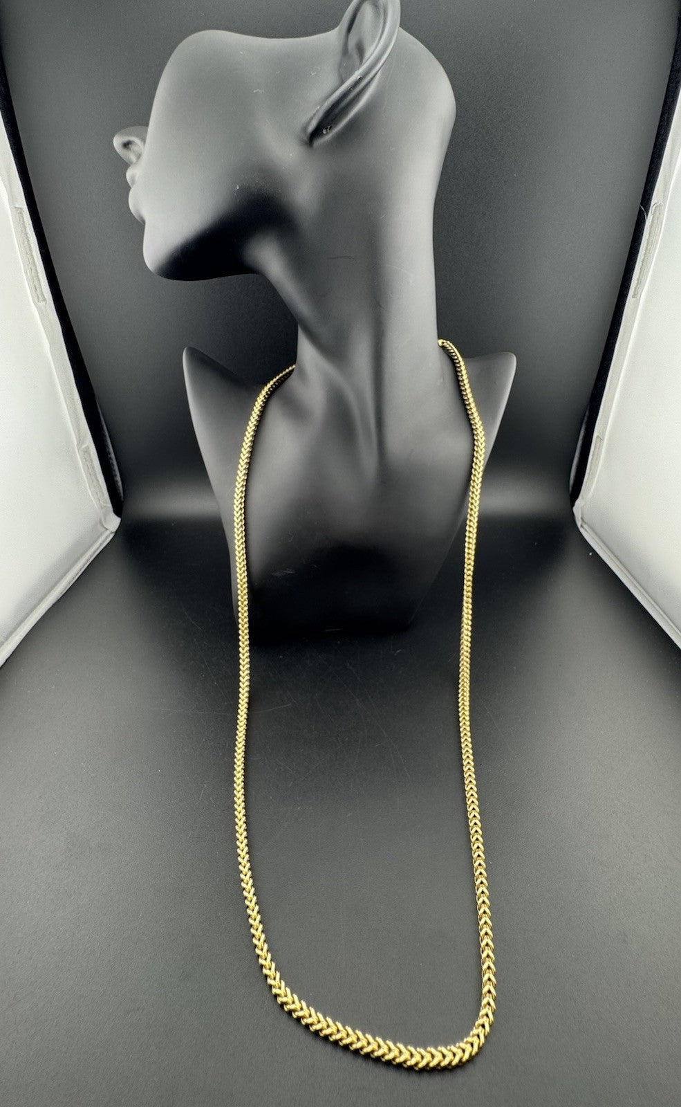 14K Gold Braided Franco Chain Necklace 31in 3.68mm 23.4 Grams Bold Statement