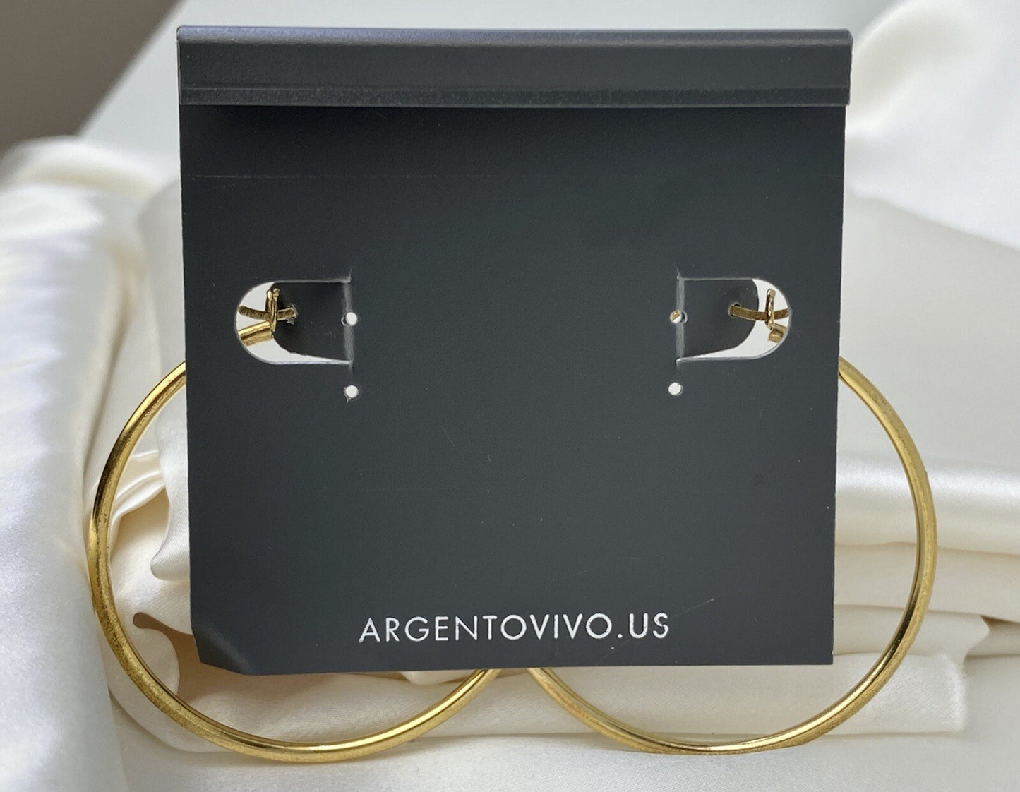 Argento Vivo Sterling Silver 925 14k Gold Plated 45mm Hoop Earrings 2mm Width