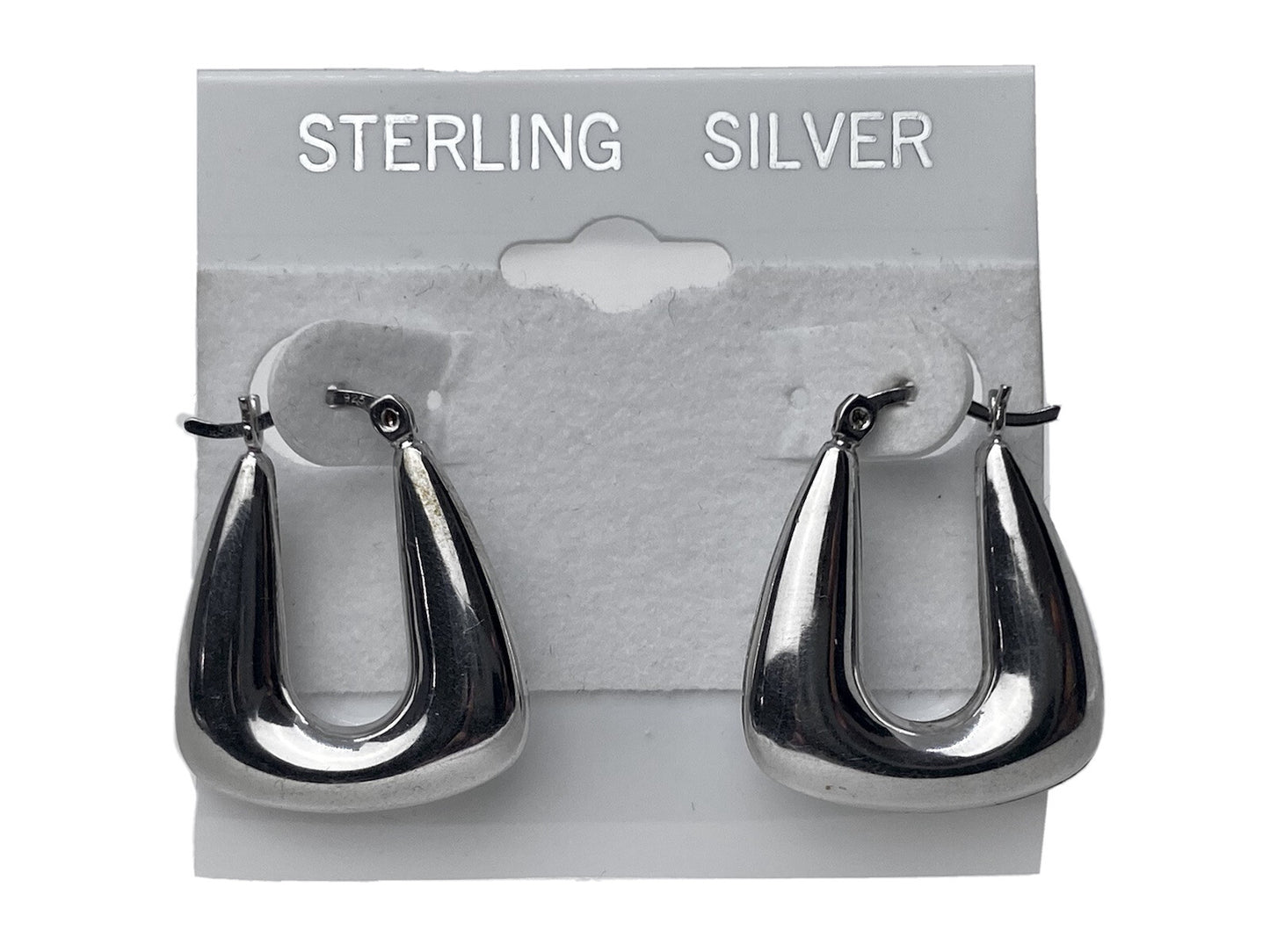 New Fine Sterling Silver 925 20x24mm Hoop / Horseshoe Latch Thick Nice Earrings