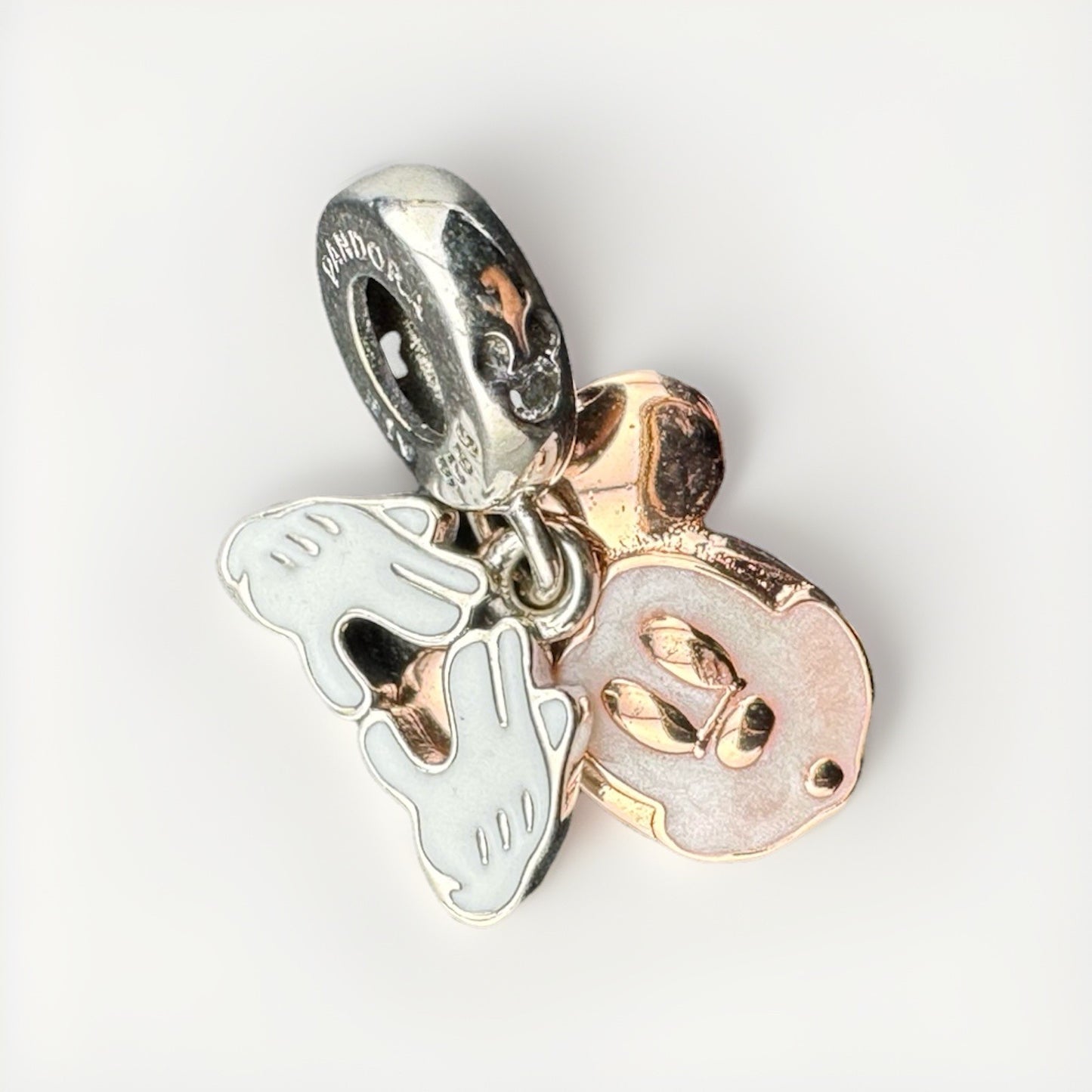 Pandora S.S 925 Disney Mickey Mouse Doble Colgante Charm 780112C01 CZ Sé Tú Mismo