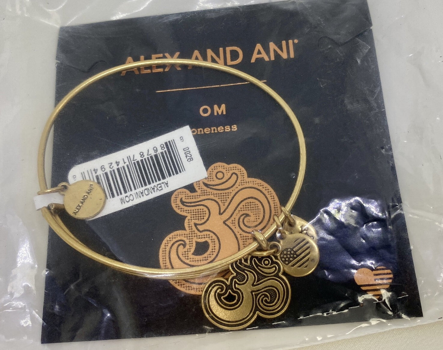 Alex and Ani Om Oneness IV Charm Bangle Bracelet Rafaelian Gold