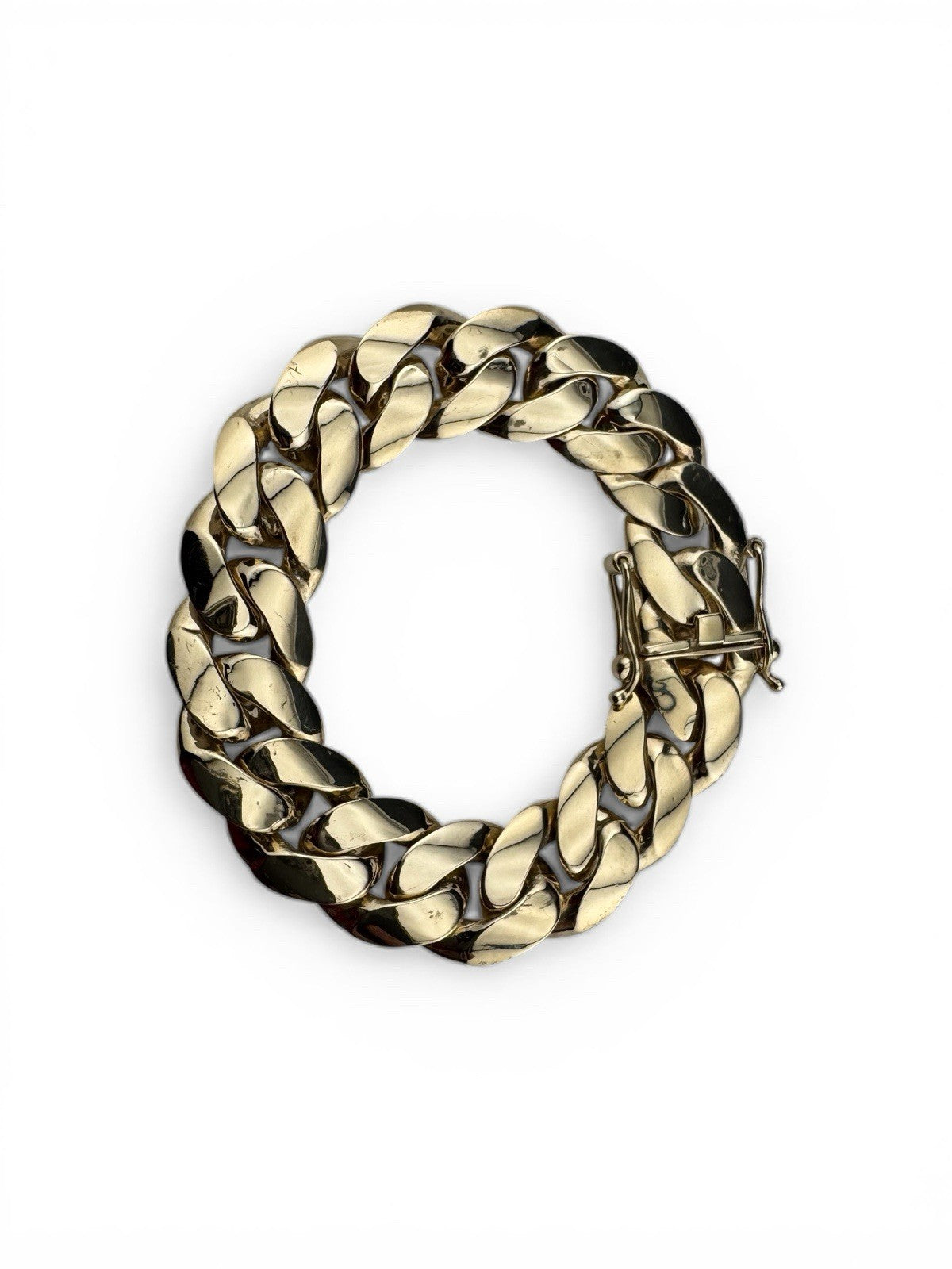 14K Yellow Gold Miami Cuban Link Bracelet 17.6mm 8.2” 45.8G Semi-Solid Box Lock