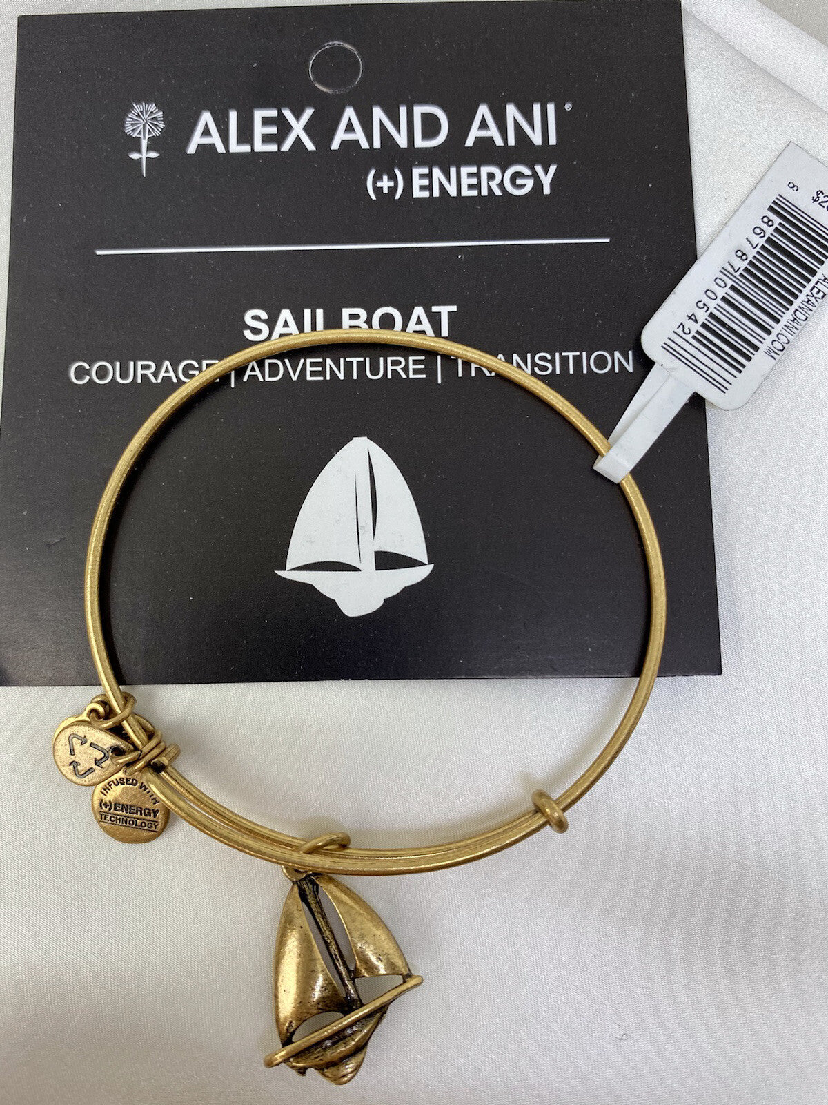 Alex And Ani Sailboat Adventure Transition Rafaelian Gold Bangle Charm Bracelet
