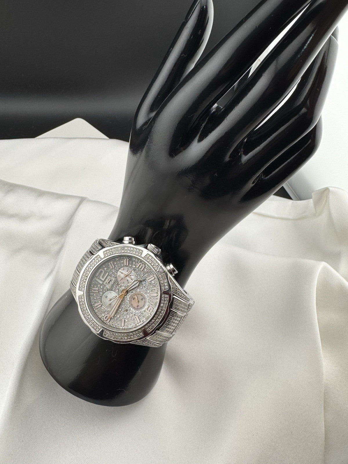 IceLink Aqua Terra 1414 Chronograph 7.00ct Diamond Watch Iced Out Silver 45mm