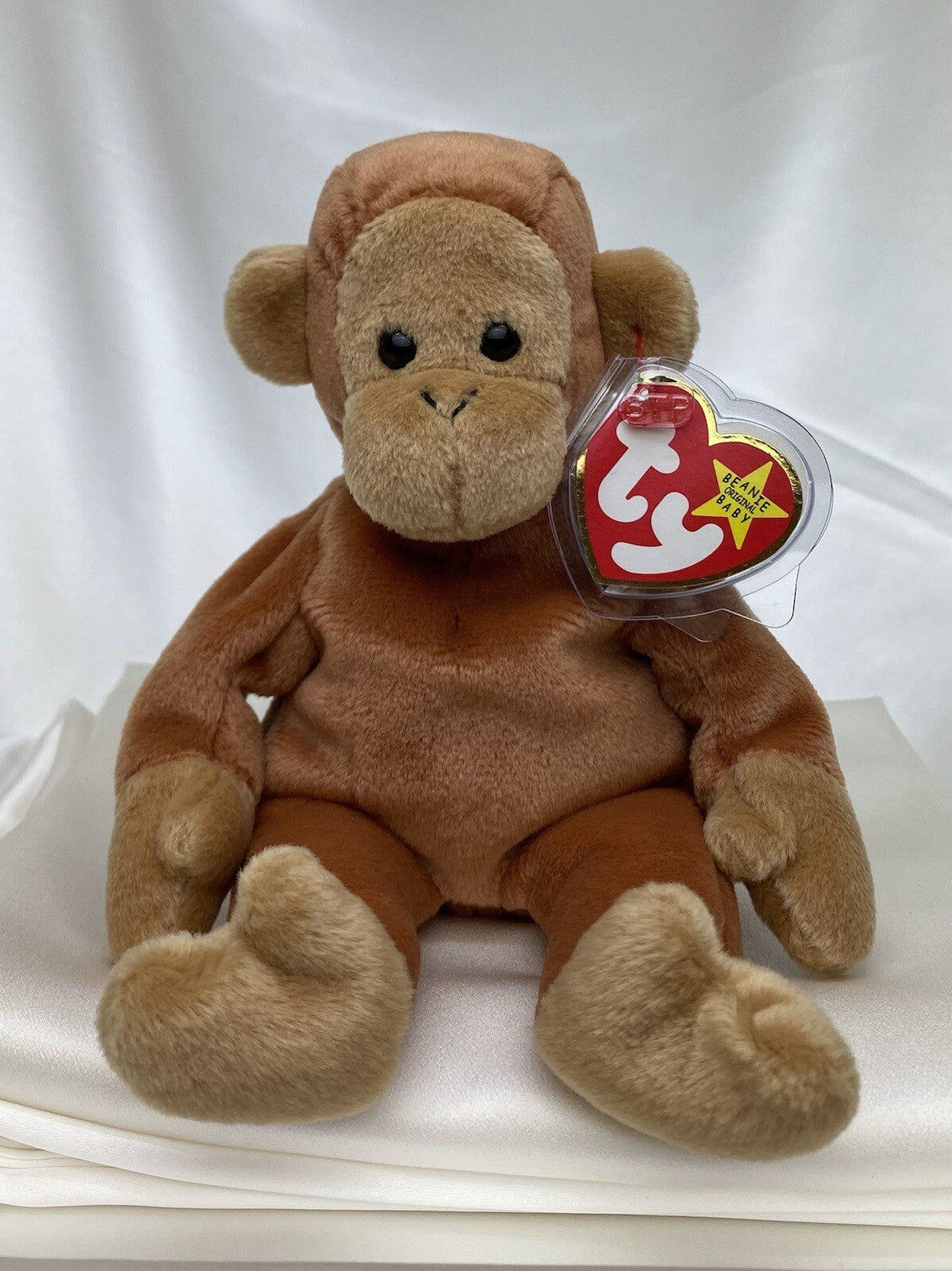 Rare Retired Ty Beanie Baby Bongo The Monkey 1995 Mint P. E Pellets With Errors