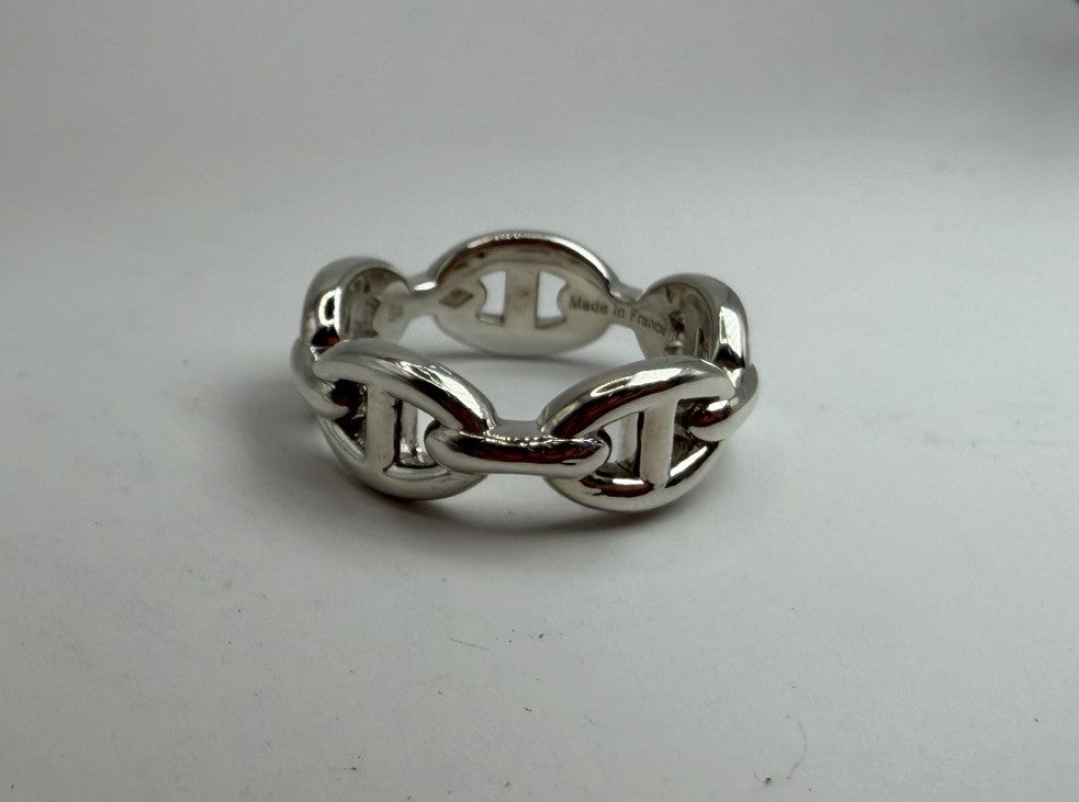 Hermès Chaîne d’Ancre Enchaînée Ring PM Sterling Silver 925 Size 54 5.8 Grams