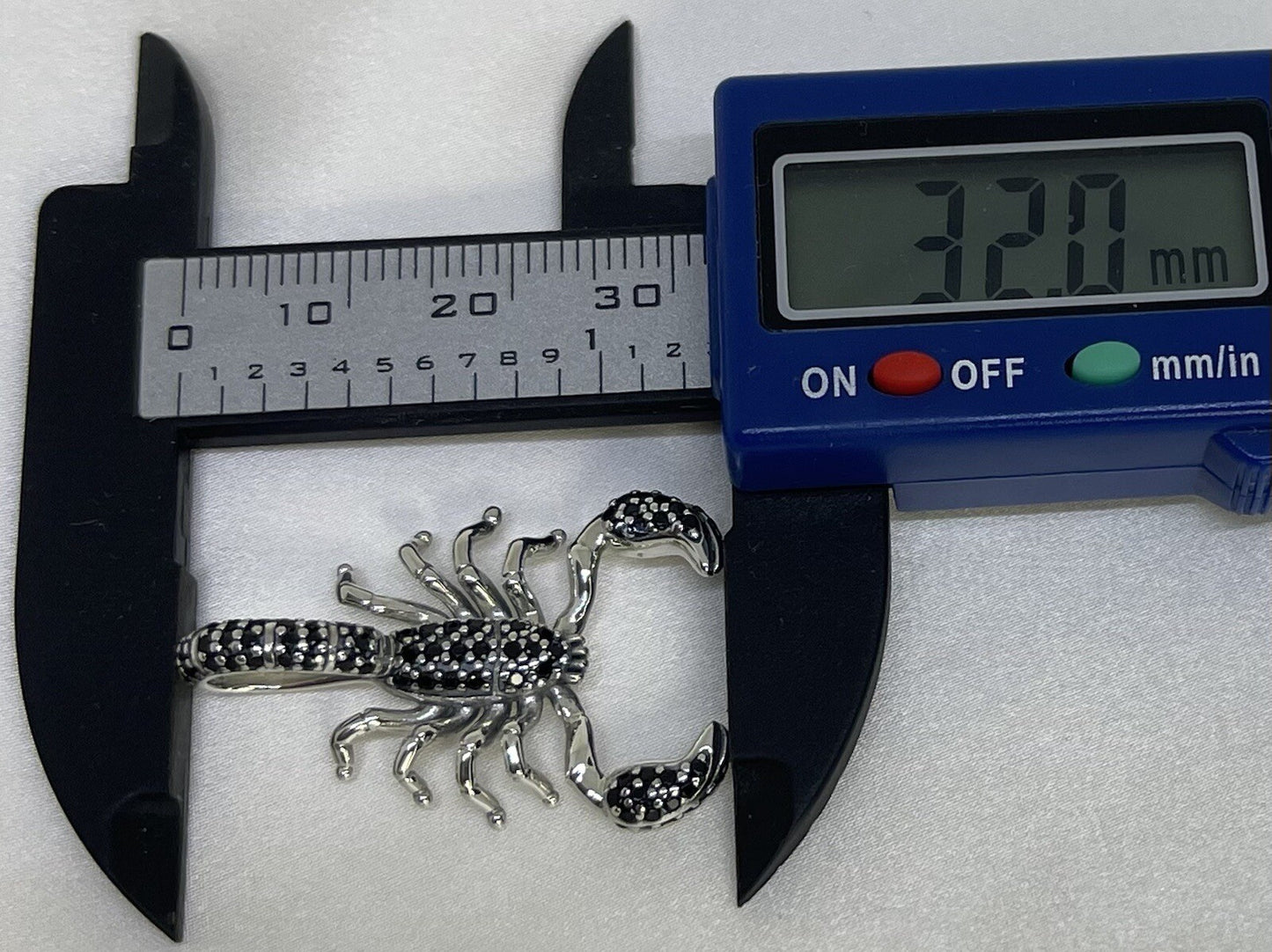 Sterling Silver 925 Black Cubic Zirconia Stone Emperor Scorpion Large Pendant 🦂