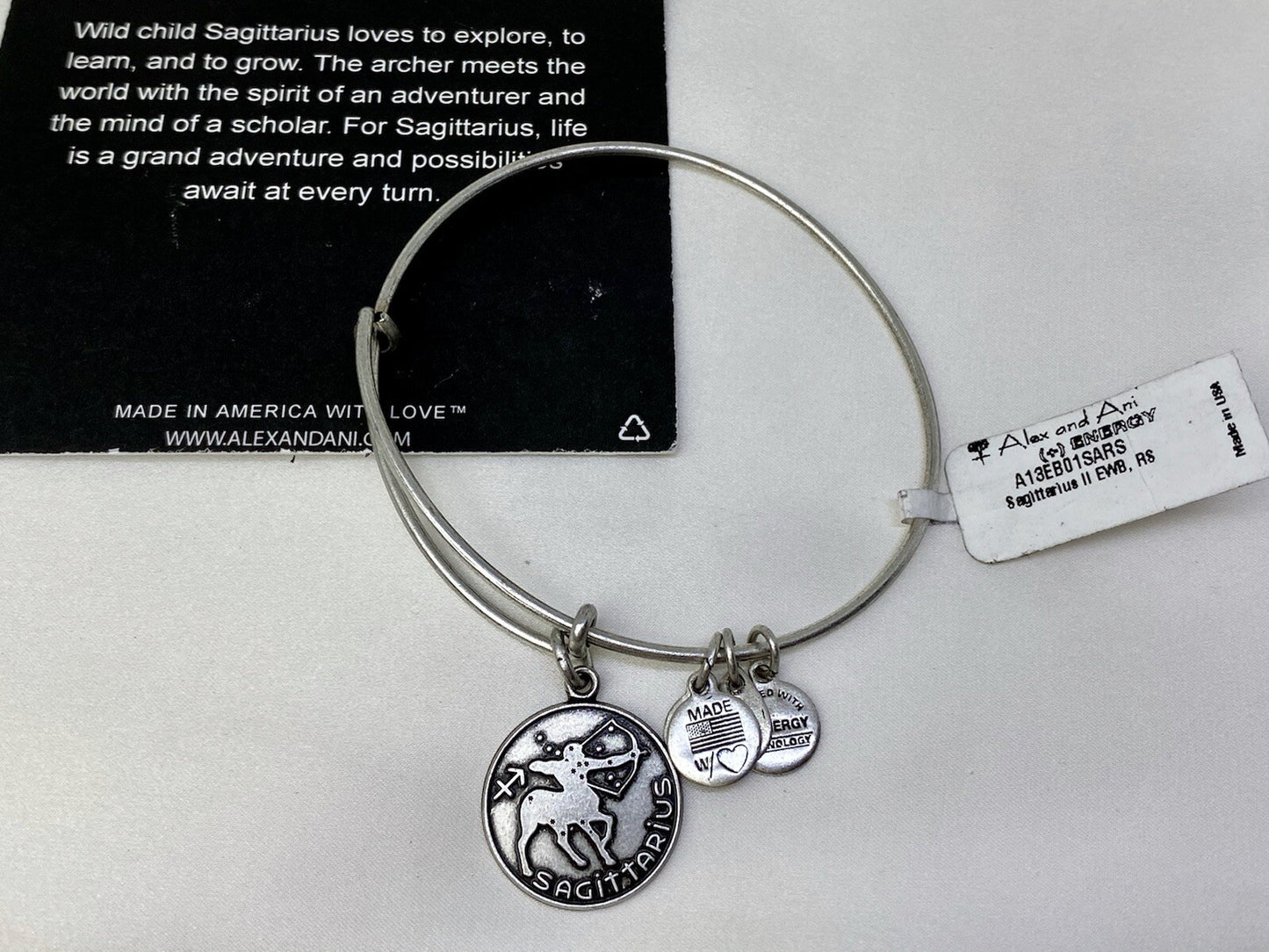 Alex And Ani Sagittarius Zodiac Charm Bangle Rafaelian Silver Wire Bracelet