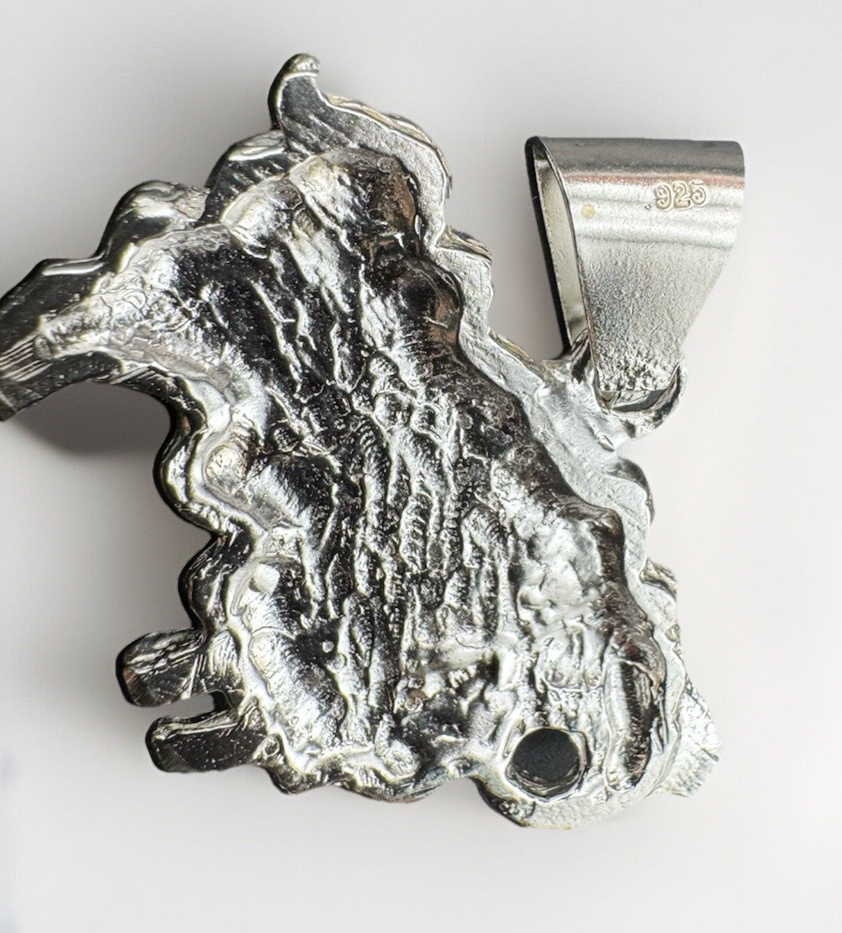 Sterling Silver 925 Ram Sheep Animal Nugget Textured Pendant 16.9G 46x40mm