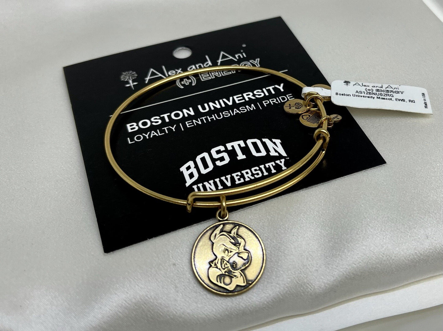 Alex and Ani Boston Pride University Mascot Rafaelian Gold Wrap Bracelet