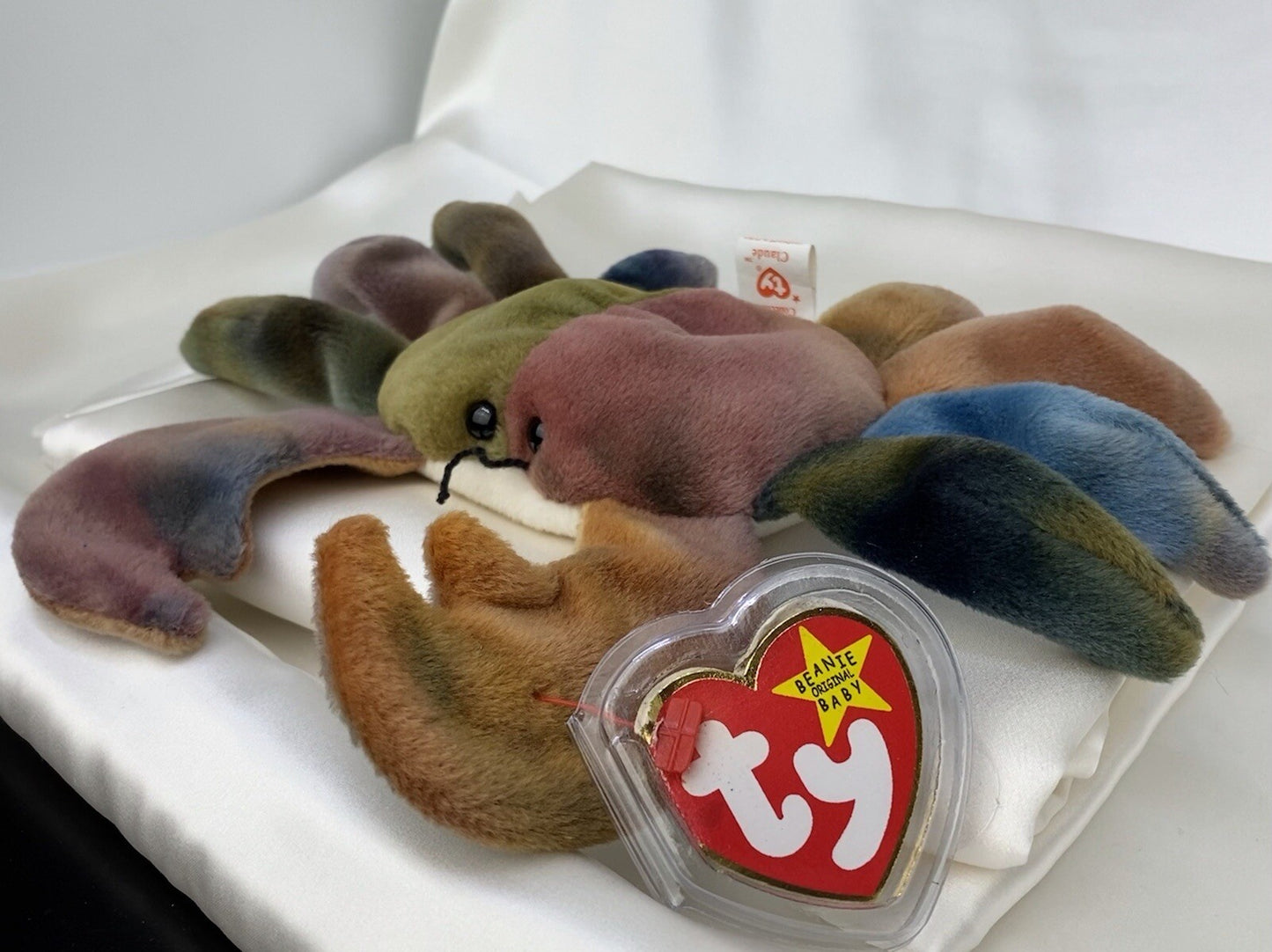 Rare Retired Ty Beanie Baby Claude The Crab 1996 P. E. Pellets W Errors Vintage