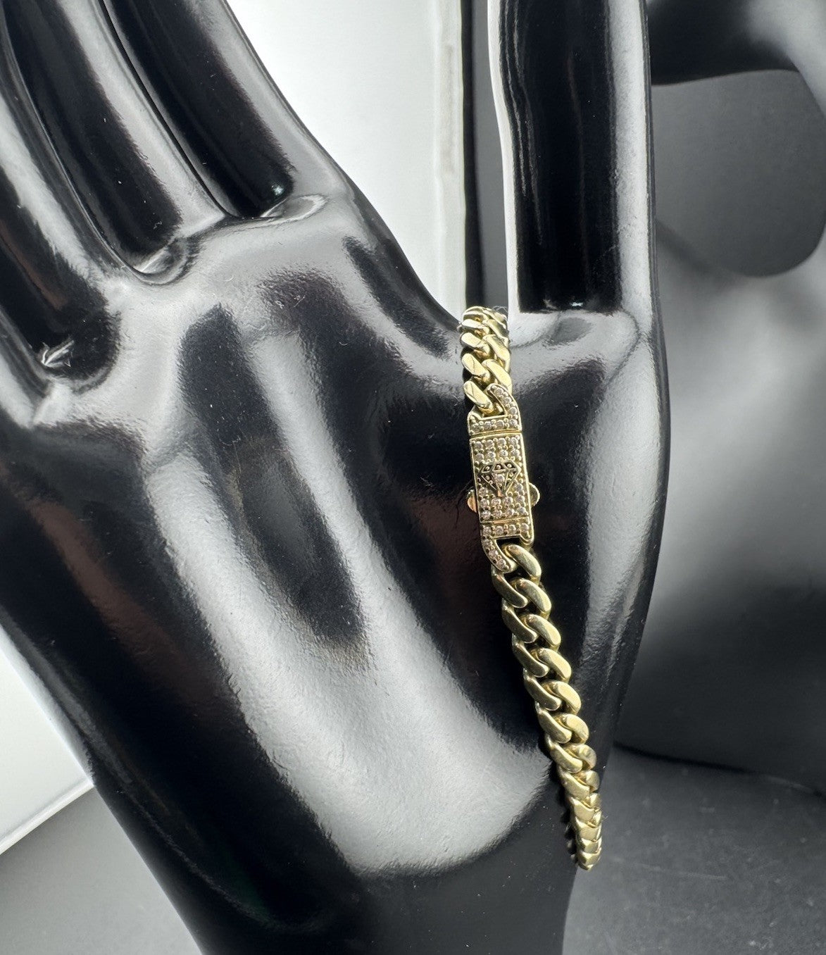 14K Yellow Gold Miami Cuban Bracelet 7in 5.14mm 7.5 Grams CZ Simulated Diamond