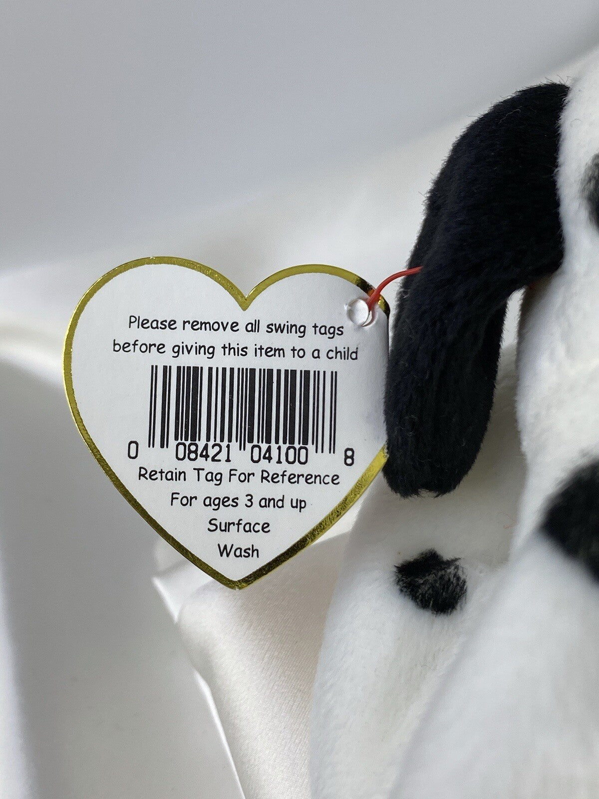 Rare Retired Ty Beanie Baby Dotty The Dalmatian 1996 Mint P.E. Pellets W Errors