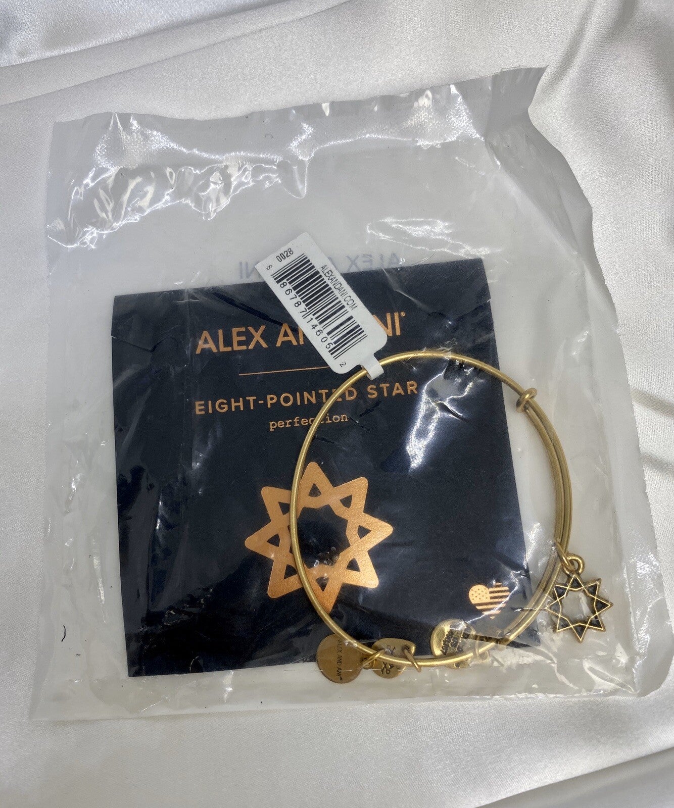 Alex and Ani Eight-Pointed Star Rafaelian Gold Charm Bangle Bracelet