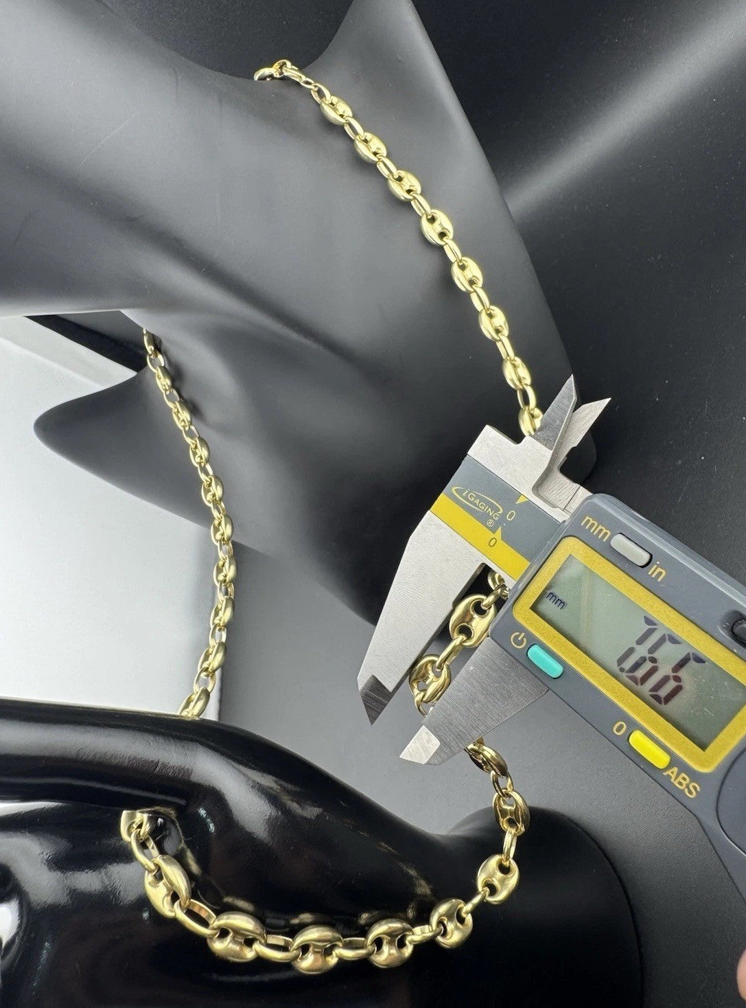 Solid 10K Gold Puffy Anchor Mariner Link Chain Necklace 24.5in, 7.66mm, 22.5G