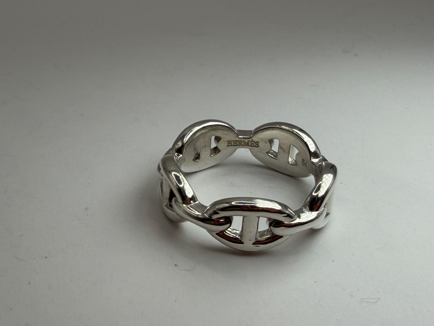 Hermès Chaîne d’Ancre Enchaînée Ring PM Sterling Silver 925 Size 54 5.8 Grams