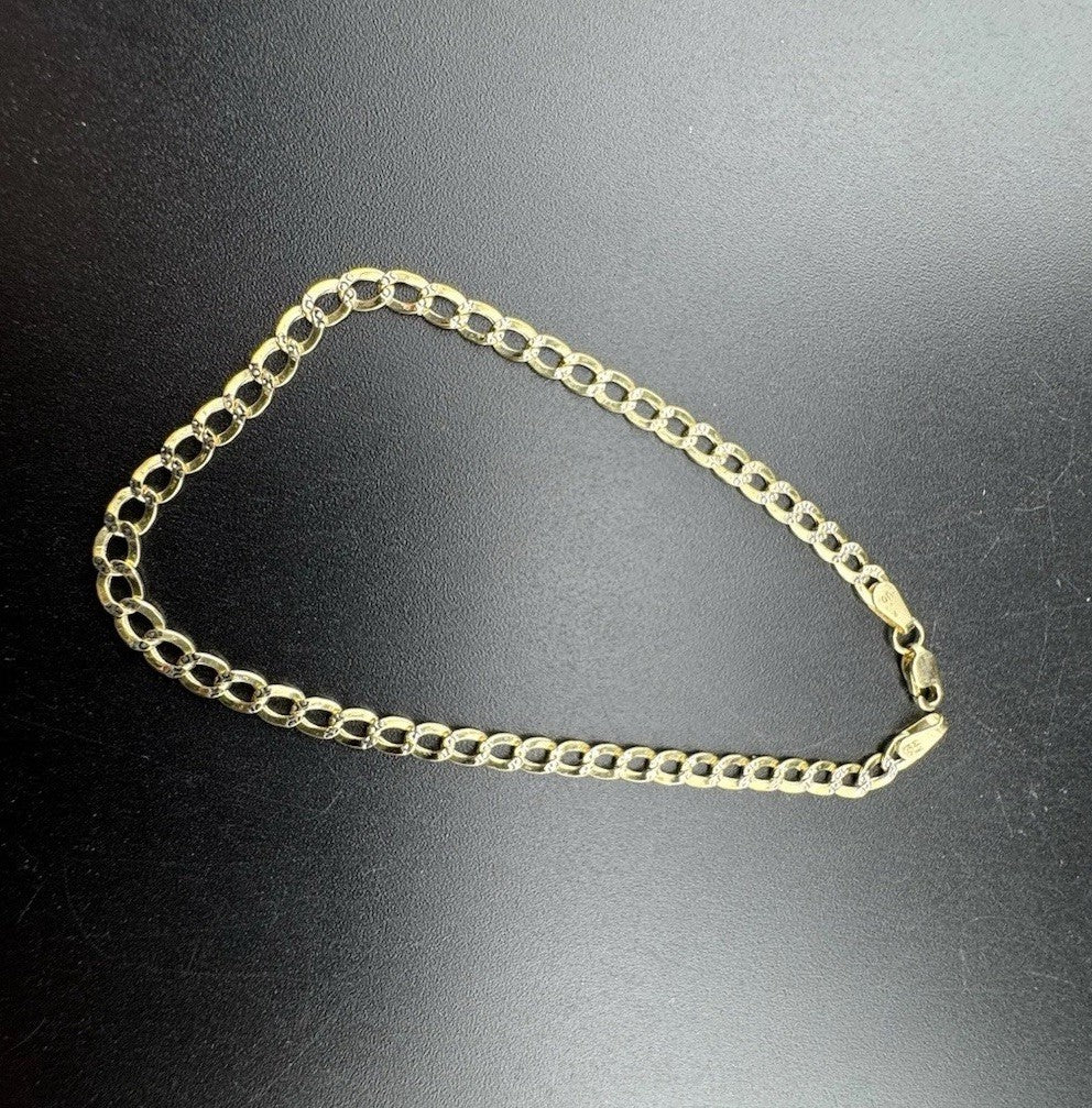 14K Yellow Gold Curb Link Bracelet 7.5in 3.49mm 1.9 Gram Classic Elegant Style