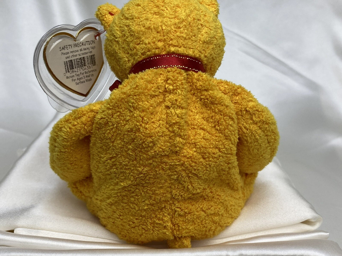 Ty Beanie Baby Poopsie The Yellow Bear Plush W Hang Tag Protector 2001 Retired
