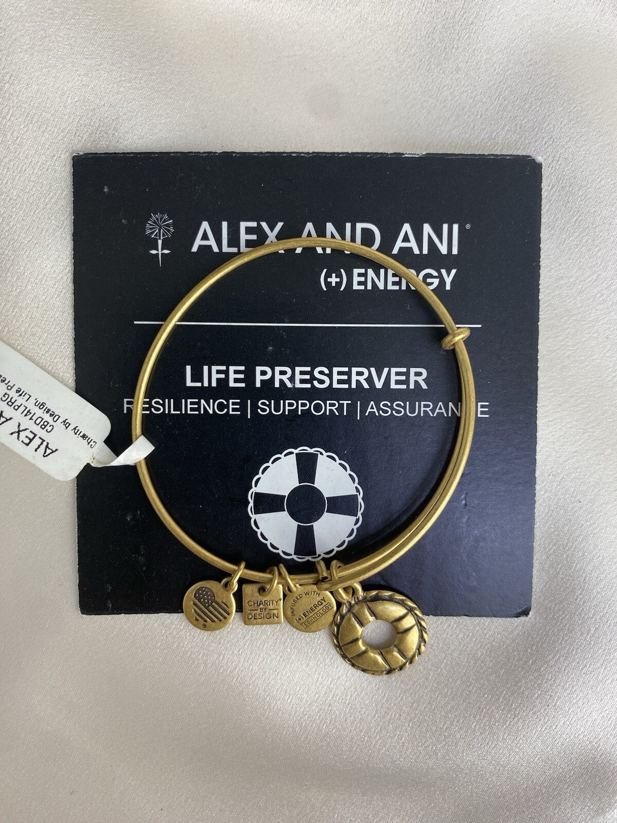 Alex and Ani Life Preserver Rafaelian Gold Charm Bangle Adjustable Bracelet