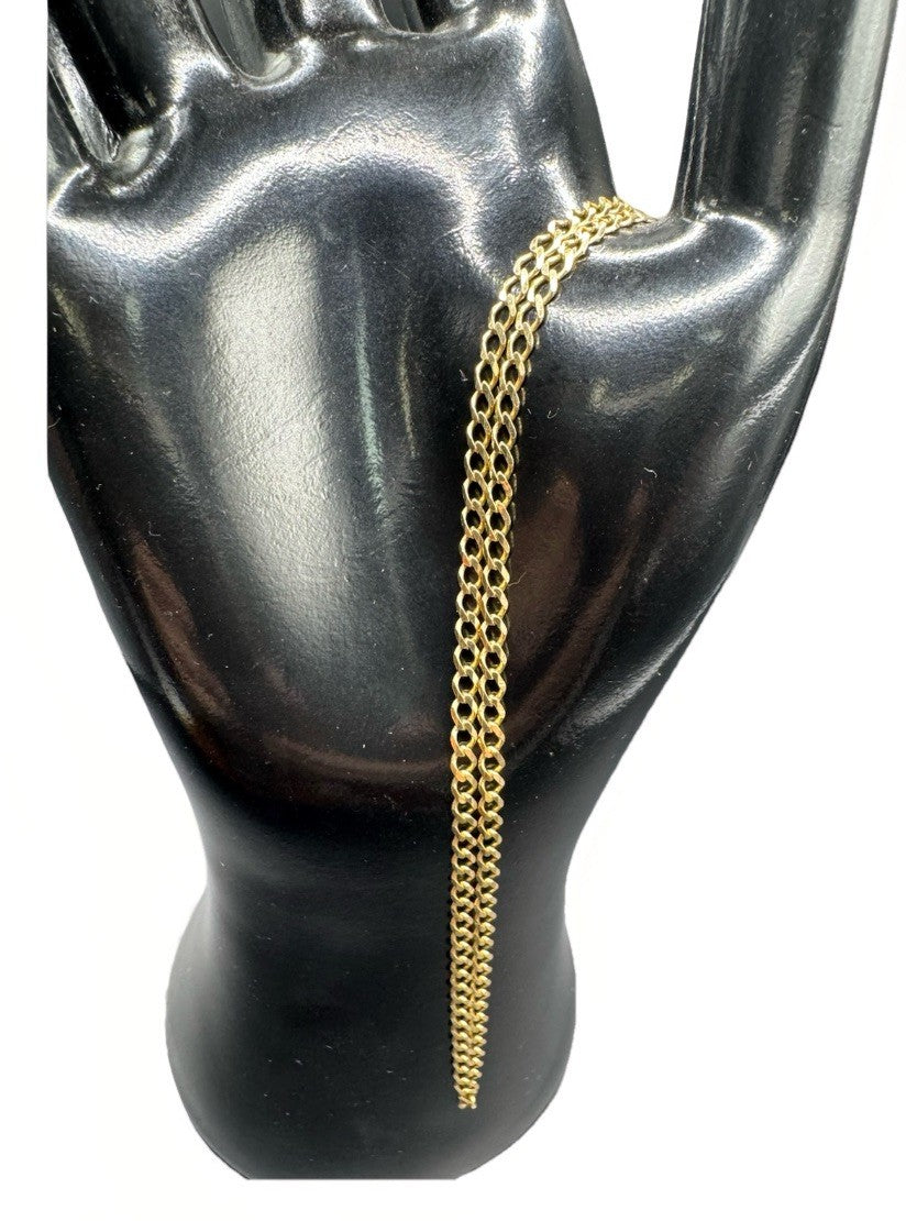 Cadena de eslabones cubanos abierta de oro amarillo de 14K 2.54mm 16.5in 4 gramos hecha en Italia