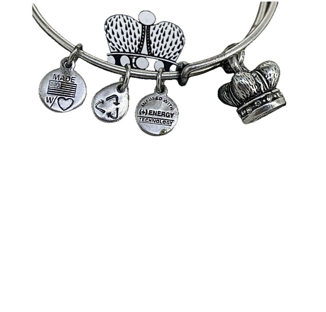 Alex and Ani Charity By Design Kings Crown Rafaelian Silver Charm Power Crystals