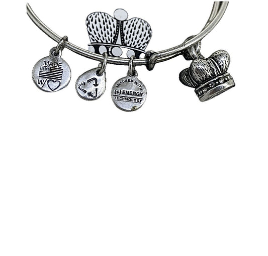 Alex and Ani Caridad por Diseño Corona de Rey Rafaelian Charm de Plata Cristales de Poder