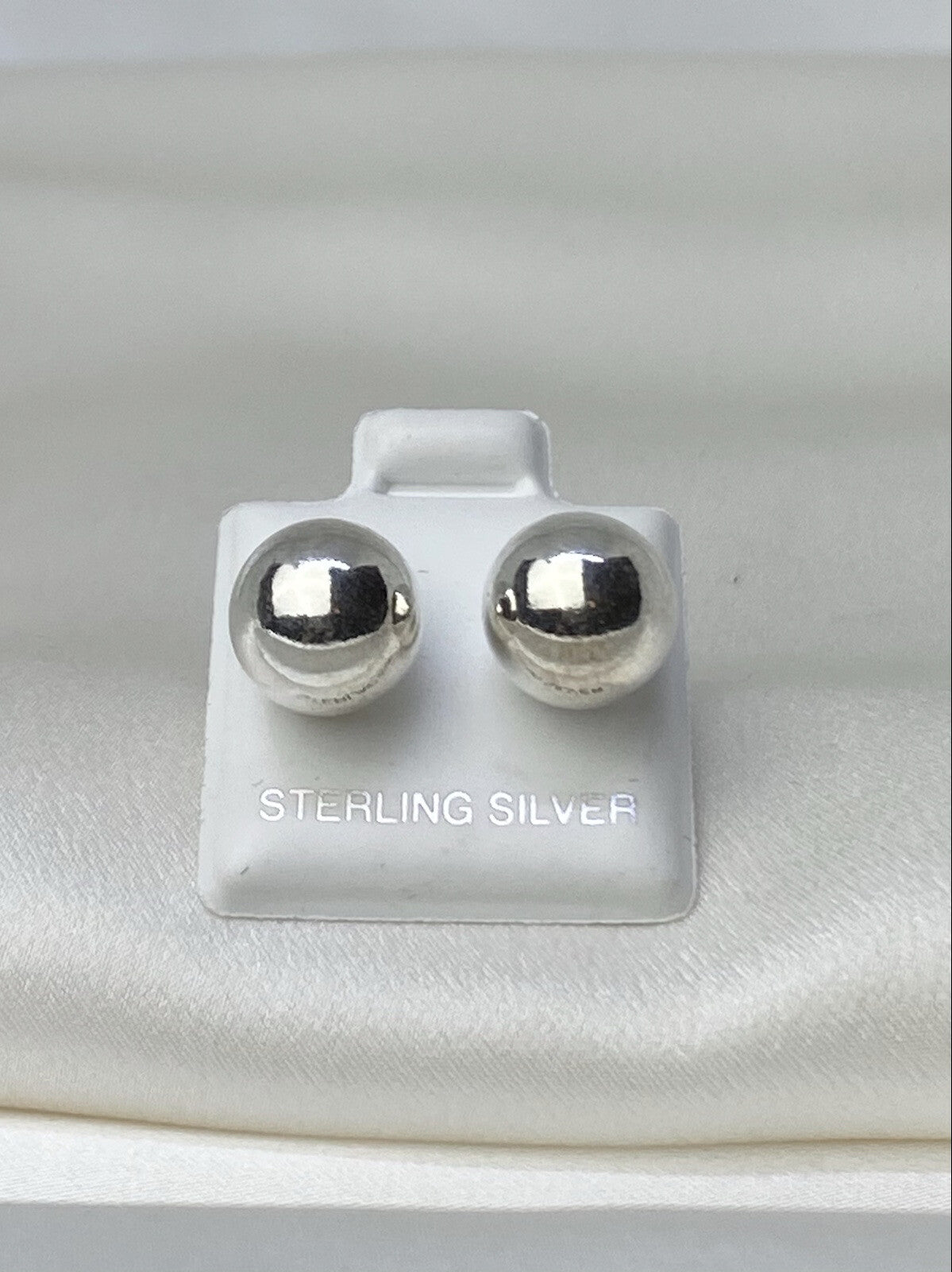 New Sterling Silver 925 10mm Circle Sphere Round Bead Stud Earrings Beauty