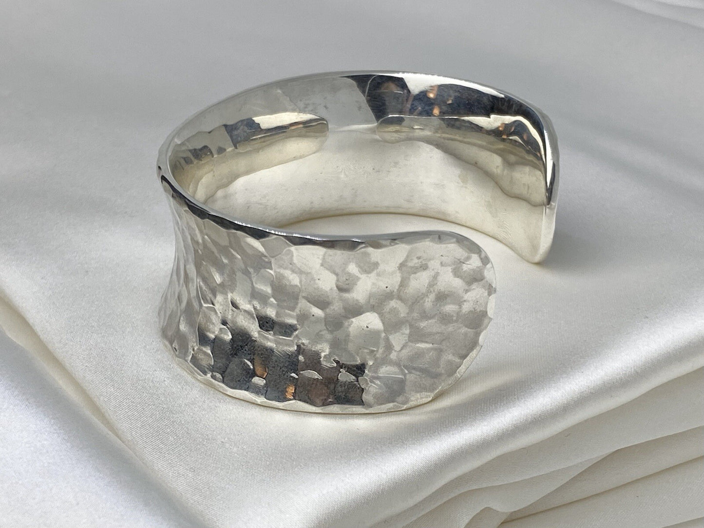 Hammered Style Sterling Silver 925 24mm Hand Crafted Bracelet By Beltran Jewelry