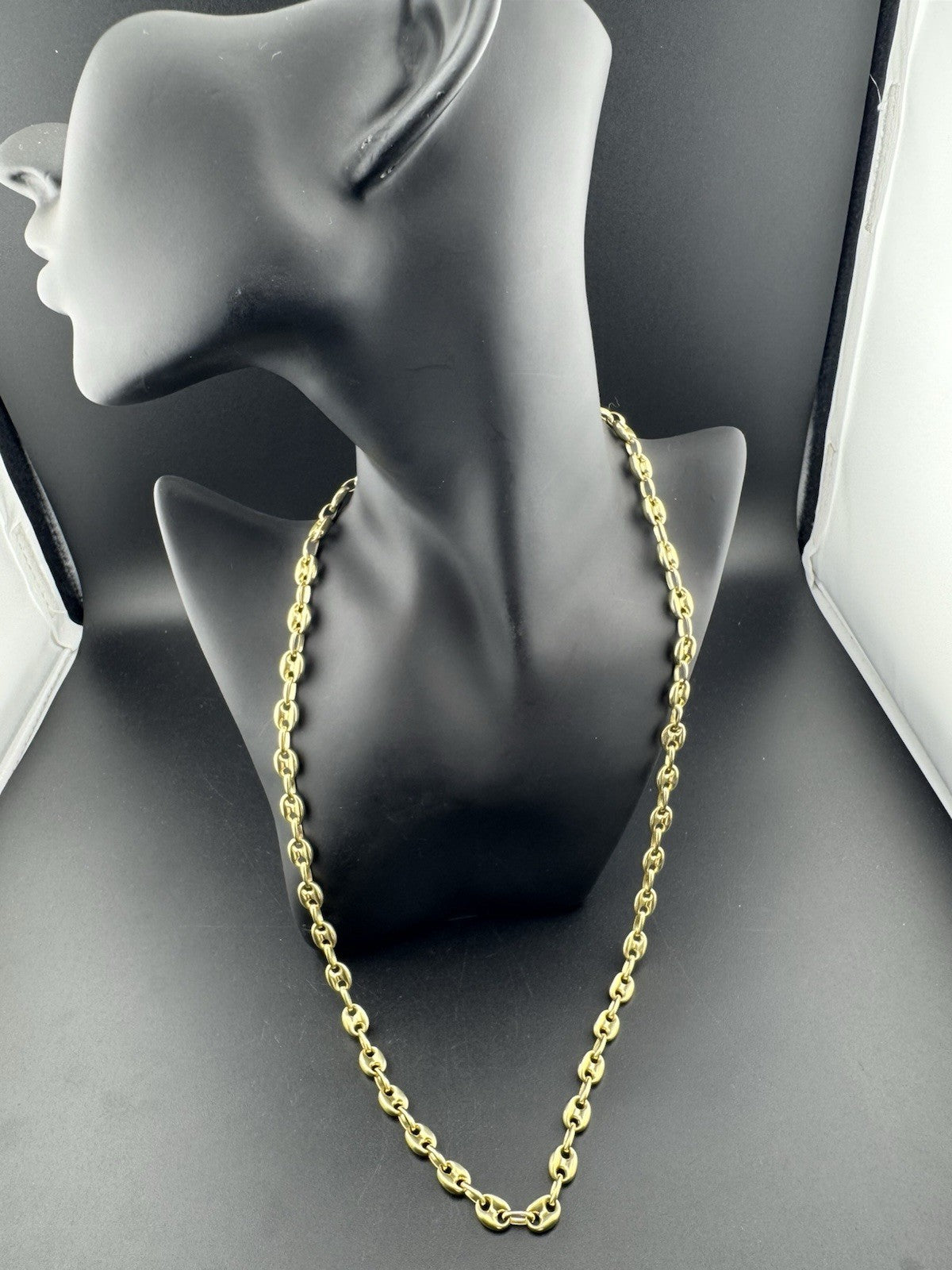 Solid 10K Gold Puffy Anchor Mariner Link Chain Necklace 24.5in, 7.66mm, 22.5G