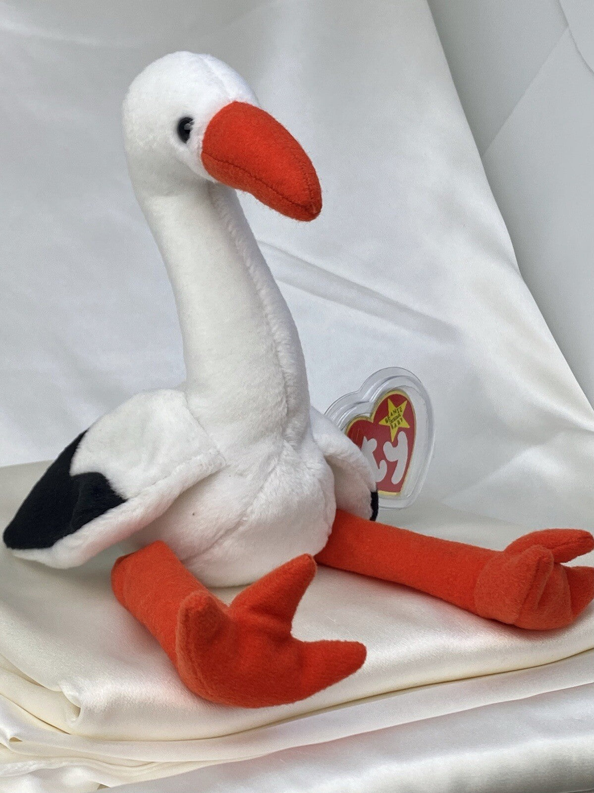 Rare Retired Ty Beanie Baby Stilts The Stork 1998-1999 Mint P.E. Multiple Errors