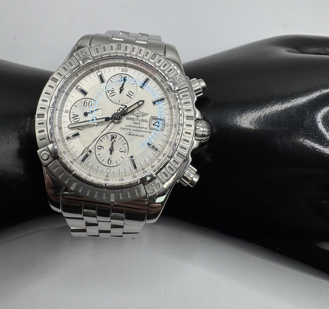 Breitling Chronomat Evolution A13356 Reloj automático para hombre con esfera plateada de 44 mm