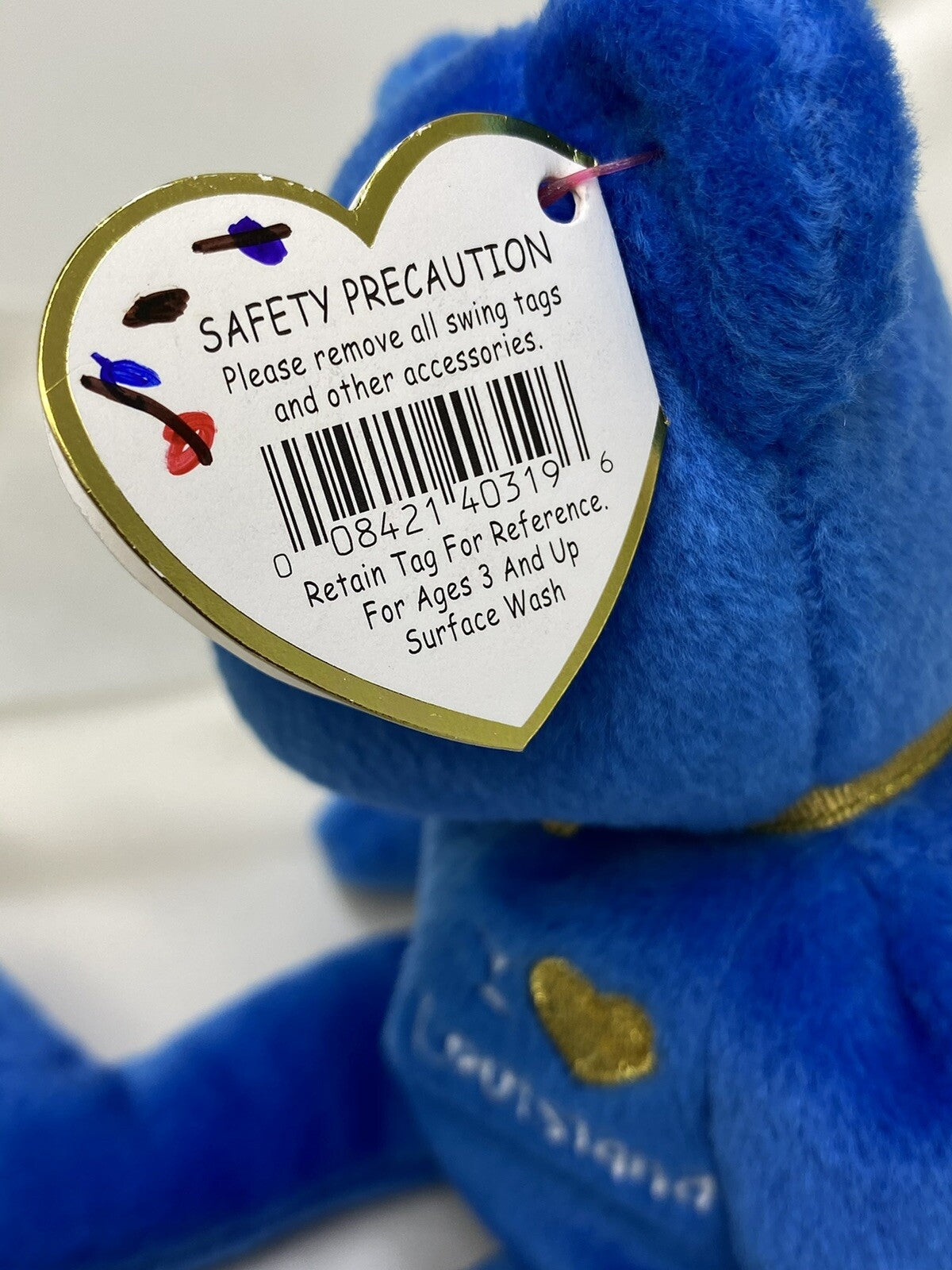 Ty Beanie Baby Louisiana "I Love Louisiana" Bear W Hang Tag Protector 2005