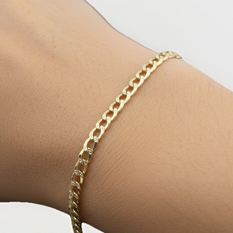 14K Yellow Gold Curb Link Bracelet 7.5in 3.49mm 1.9 Gram Classic Elegant Style