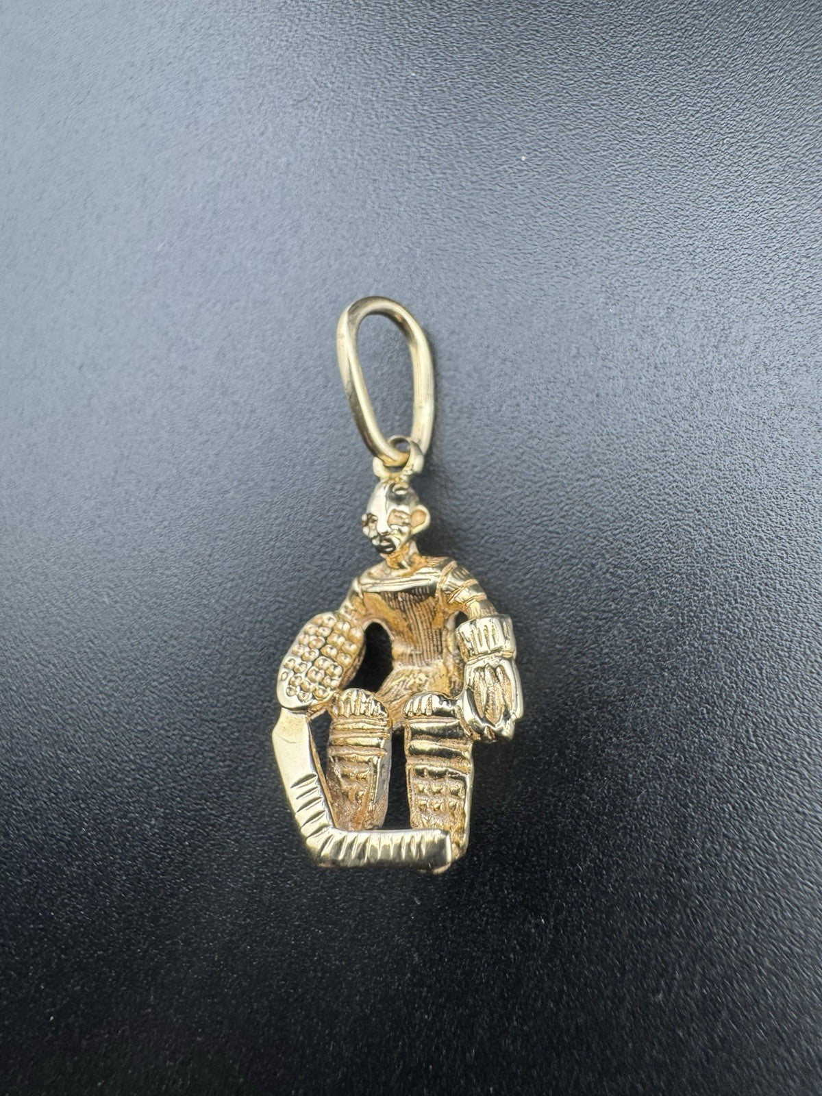 14K Solid Gold Hockey Player Charm Pendant 4.4 Grams 23x14mm Stick Sports Gift