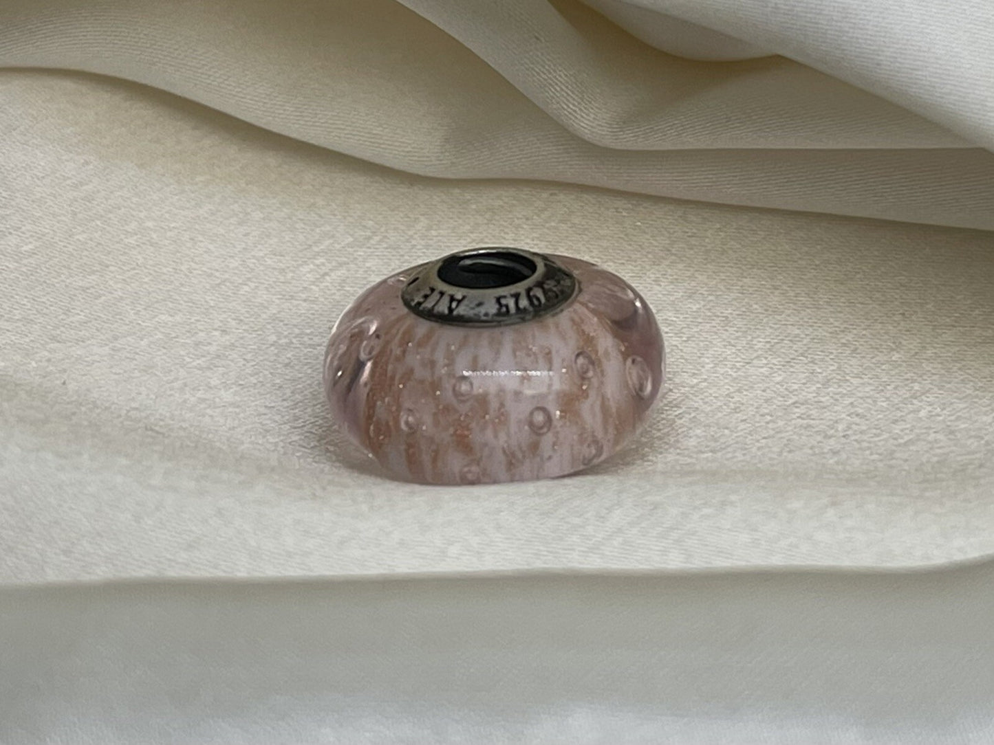 Pandora Plata de Ley 925 Rosa Glitter Circonita Cúbica Brillo Hielo Gota Murano Cristal Charm